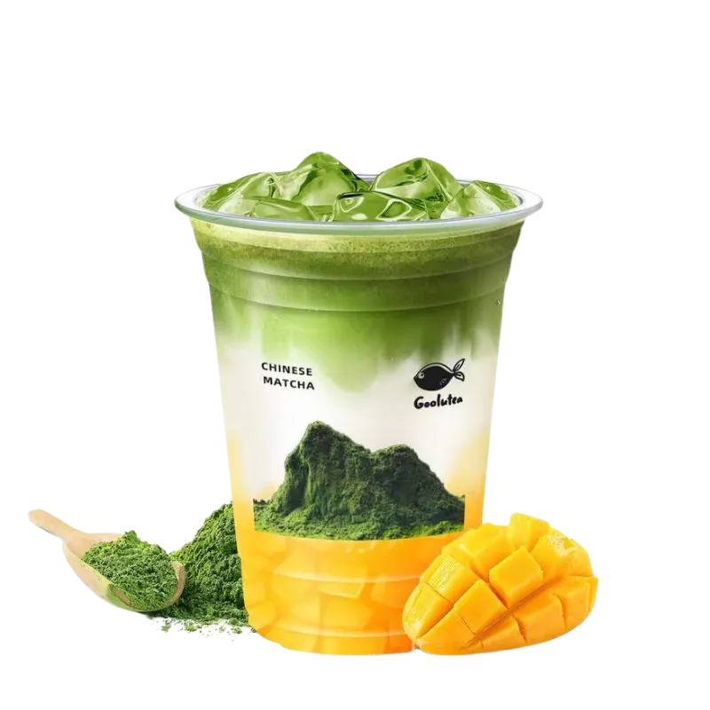 Layered mango matcha iced drink at Goolutea, a Tea Store in Castro Valley