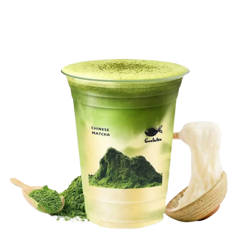 Layered matcha milk with moose at Goolutea, a Tea Store in Castro Valley