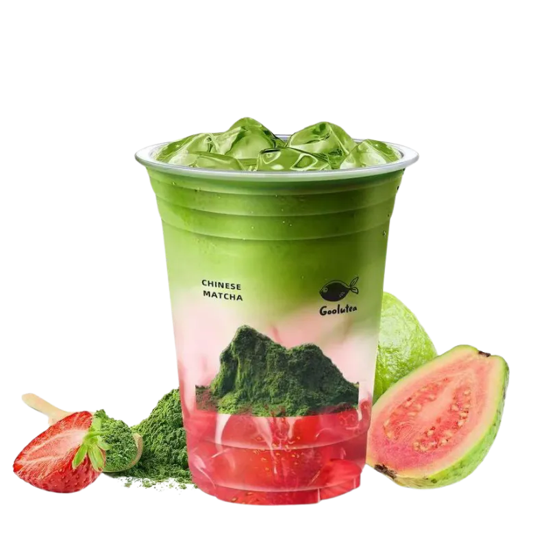 Layered strawberry guava matcha tea at Goolutea, a Tea Store in Castro Valley