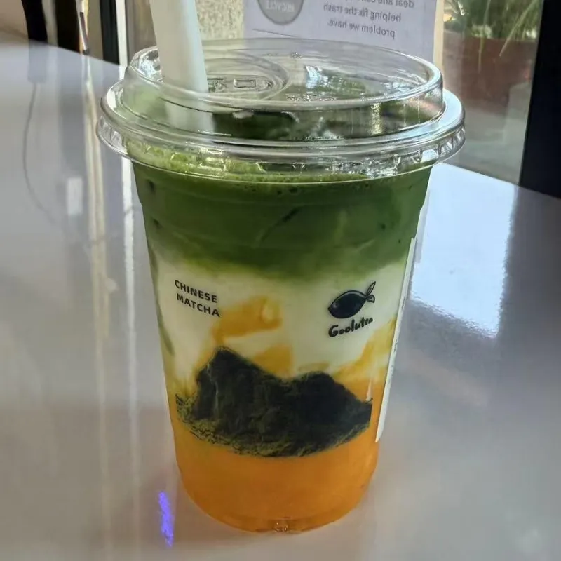 Real shot mango matcha layered drink at Goolutea, a Tea Store in Castro Valley