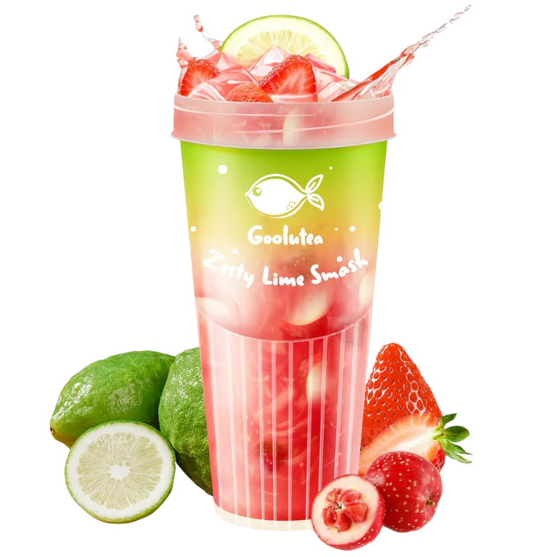 Strawberry hawthorn zesty lime smash tea at Goolutea, a Tea Store in Castro Valley